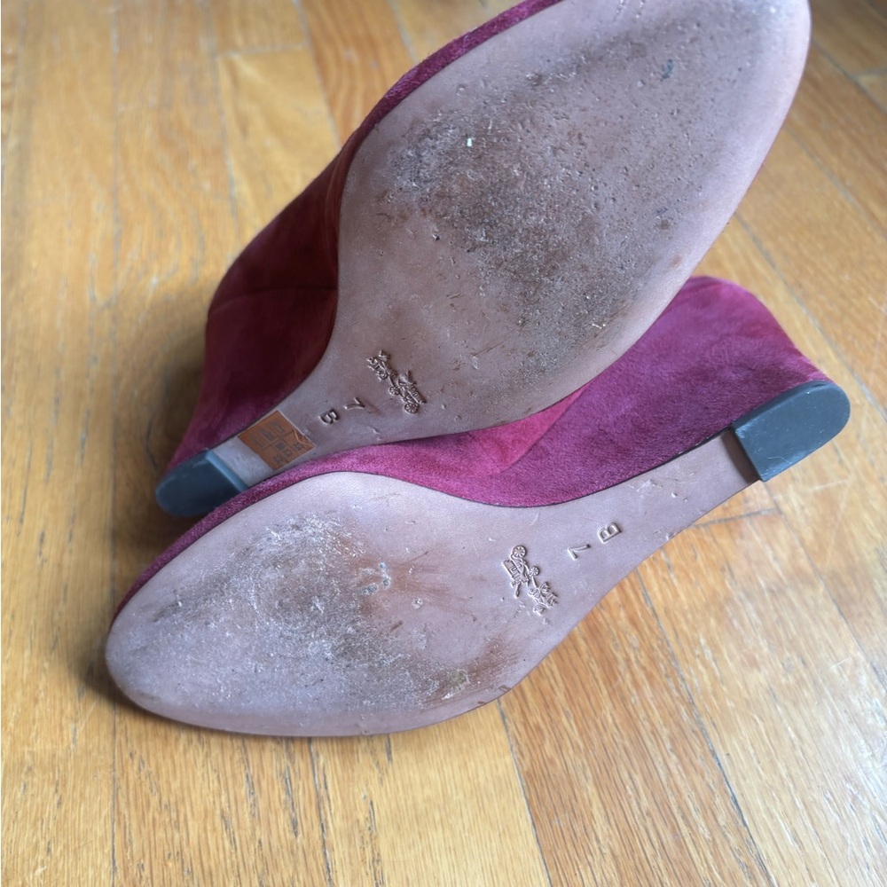 Coach Heels Purple Suede Wedge - Picture 8 of 11
